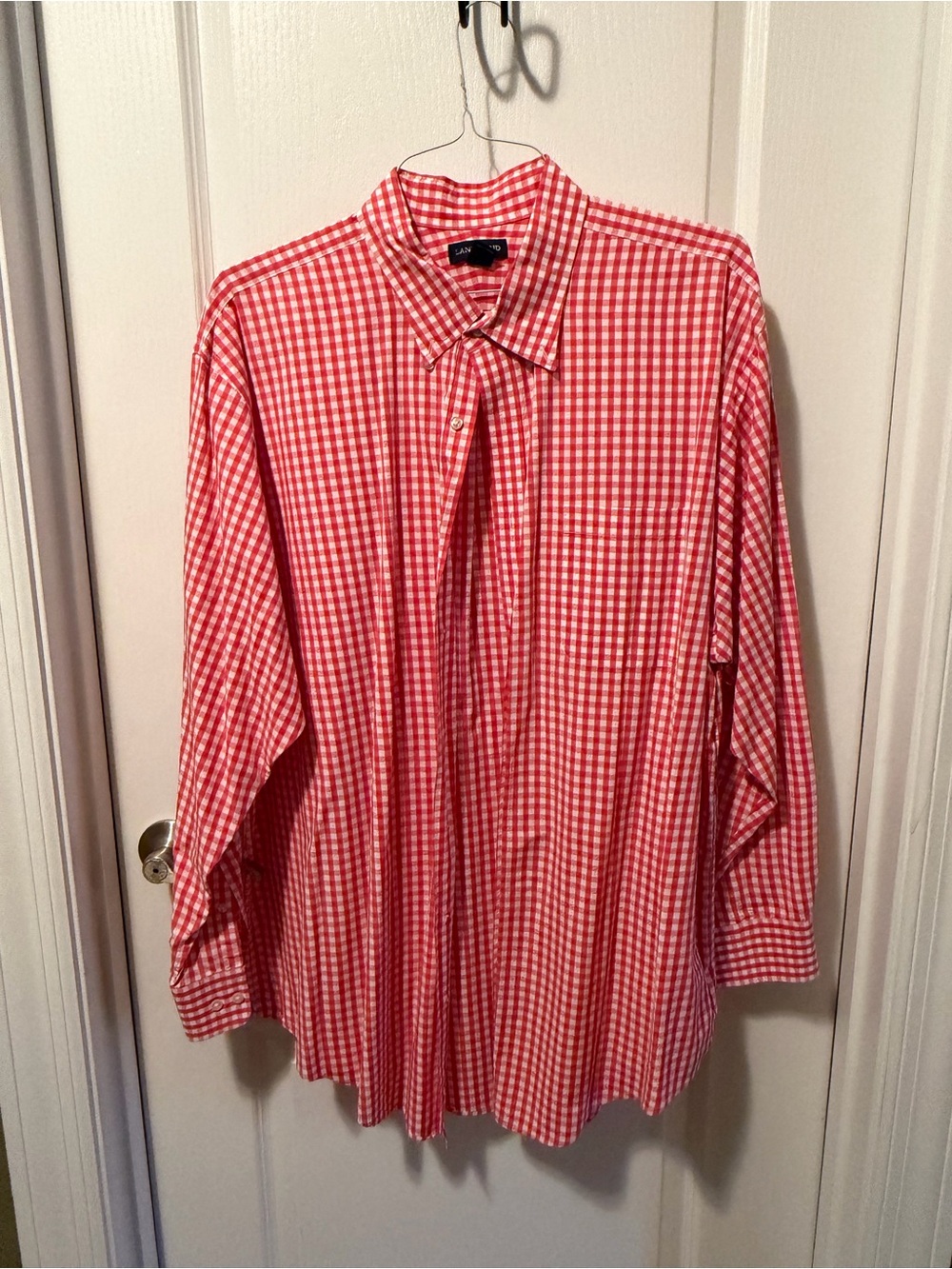 Lands' End Red & White Gingham Button-Down Shirt - Men